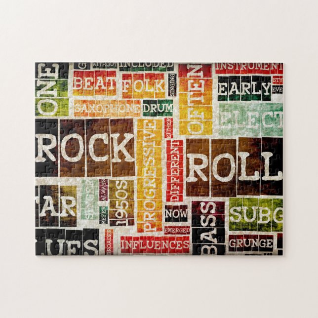 Rock and Roll Music Poster Art as Background Jigsaw Puzzle (Horizontal)