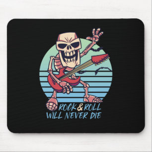 Rock and Roll Never Die Retro Rockstar Halloween Mouse Pad