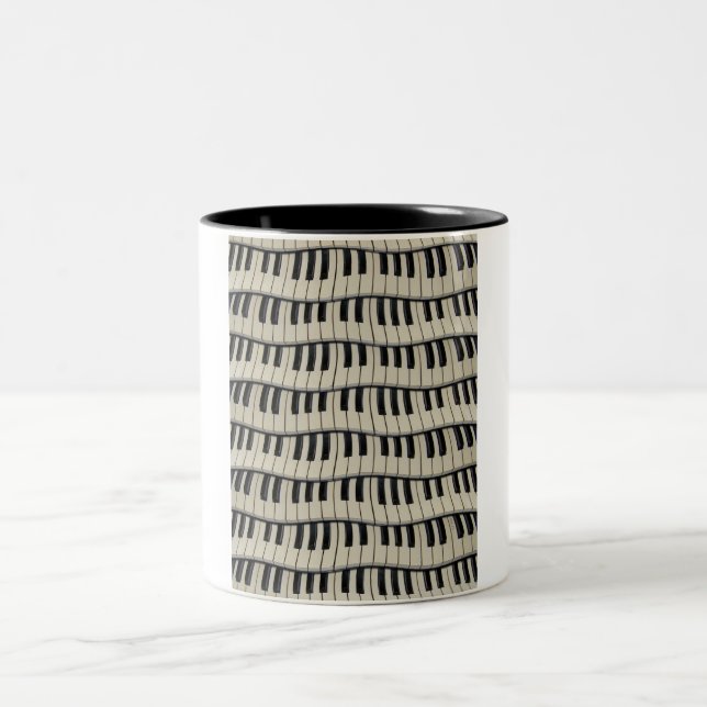 Rock And Roll Piano Keys Two-Tone Coffee Mug (Center)