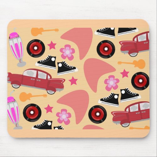 Rock and Roll Pinky Fifties Flashback Pattern Mouse Pad