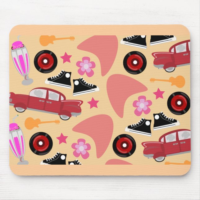 Rock and Roll Pinky Fifties Flashback Pattern Mouse Pad (Front)