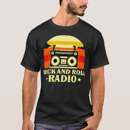 Rock and Roll Radio 70s 80s Vintage Rock and Roll  T_Shirt
