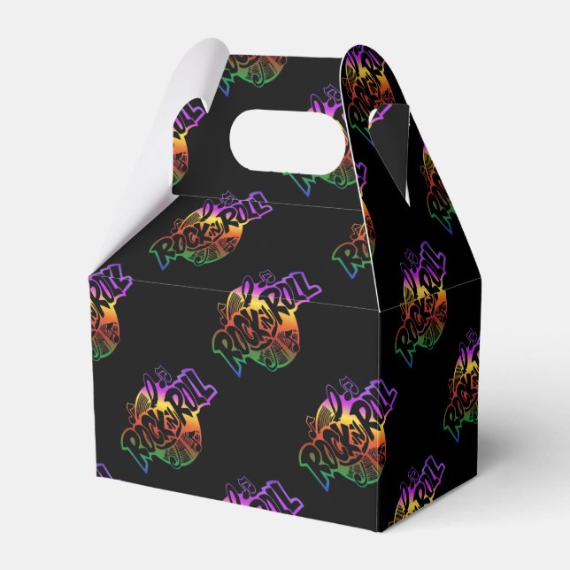 Rock and Roll Rainbow Music Pattern Favor Box (Front Side)