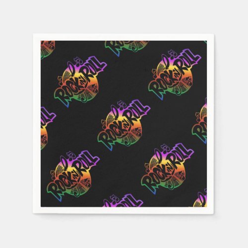 Rock and Roll Rainbow Music Pattern Napkins