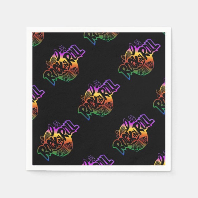 Rock and Roll Rainbow Music Pattern Napkins (Front)