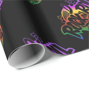 Rock and Roll Rainbow Music Theme Wrapping Paper