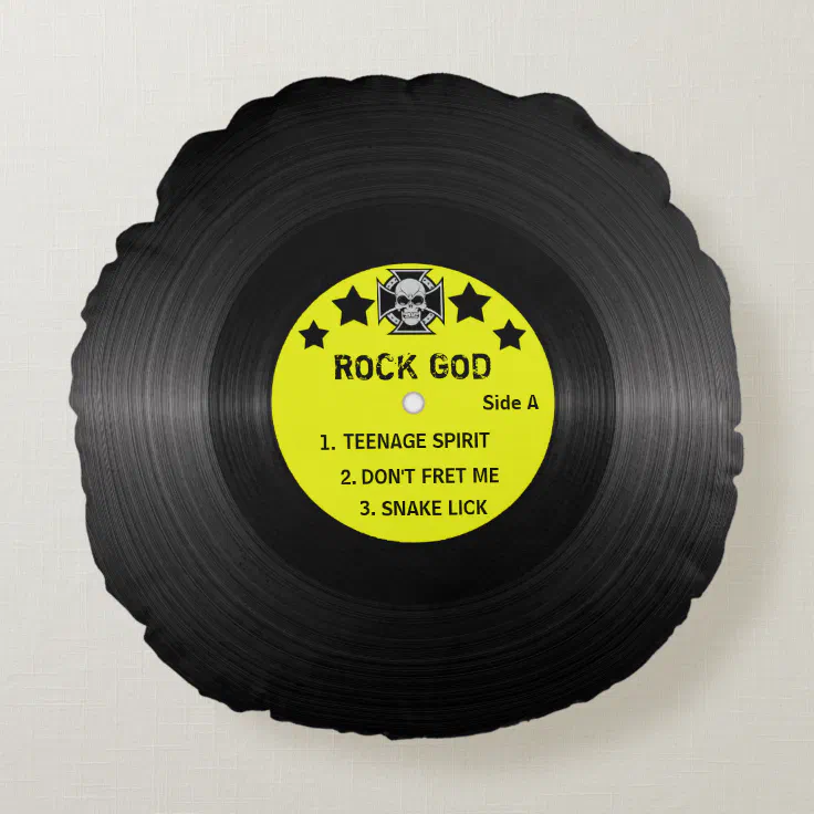 Rock and Roll Record Label Custom Yellow Round Pillow | Zazzle