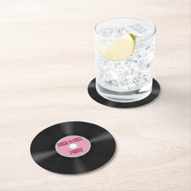 Rock and Roll Record Round Paper Coaster (Insitu)
