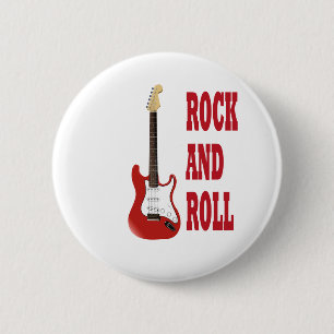 rock and roll red electric guitar button