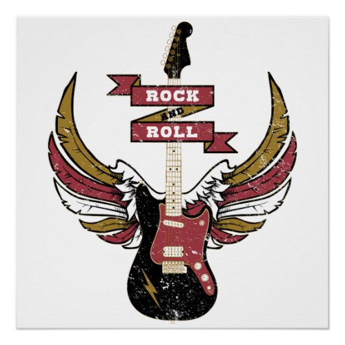 Rock And Roll _ Retro Electric Guitar Poster