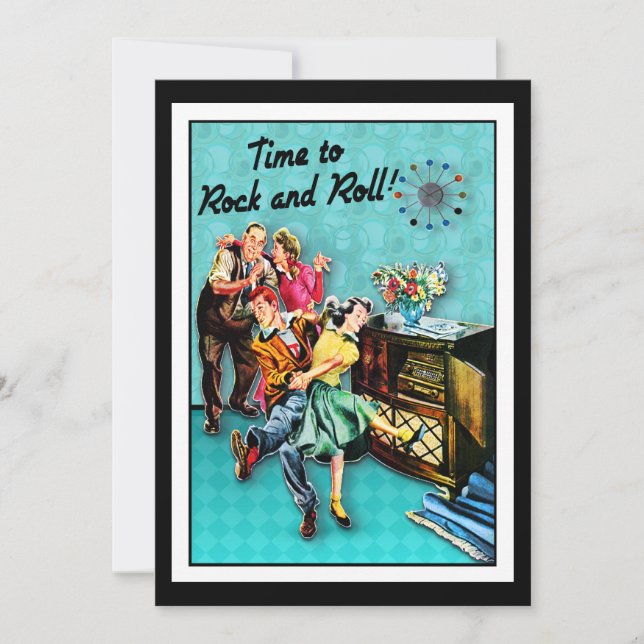 Rock and Roll Retro Jukebox Party Custom Invitation (Front)