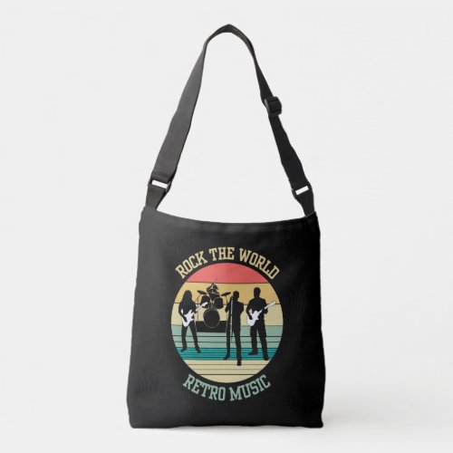 Rock and roll retro music design Crossbody Bags