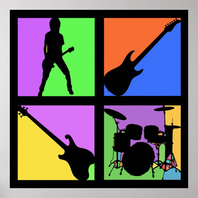 ROCK AND ROLL RETRO SQUARES POSTER (Front)