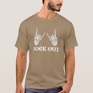rock and roll rock out skeleton hand peace sign vi T-Shirt