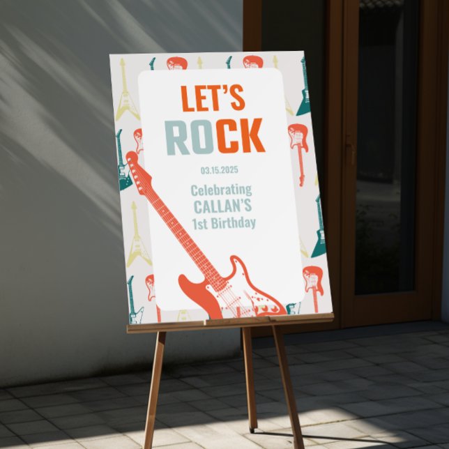 Rock and Roll Rockstar 1st Birthday Welcome  Foam Board (Creator Uploaded)