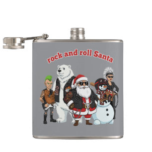 Rock and Roll Santa Funny Biker Punk Christmas Flask