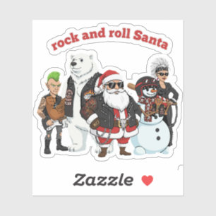 Rock and Roll Santa Funny Biker Punk Christmas Sticker