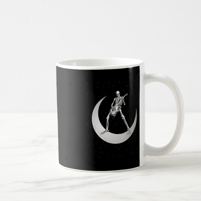 Rock And Roll Skeleton Playing Guitar Rock On Moon Coffee Mug (Right)