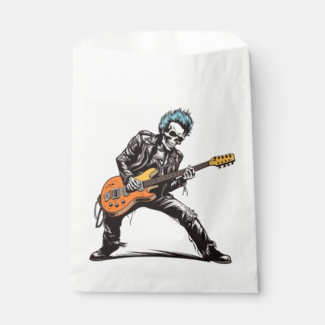 Rock and Roll Skeletons Birthday Party Favor Bag (Front)