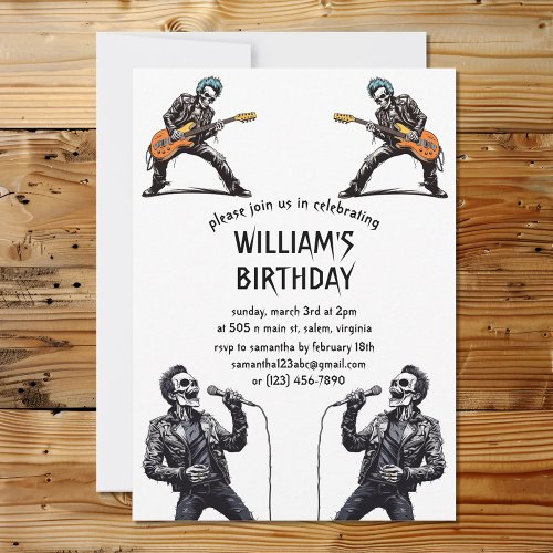Rock and Roll Skeletons Birthday Party Invitation
