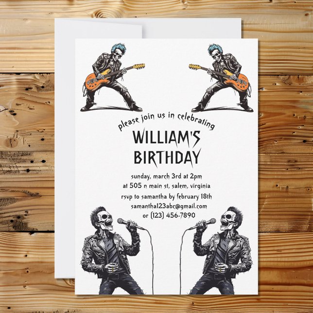 Rock and Roll Skeletons Birthday Party Invitation (Creator Uploaded)
