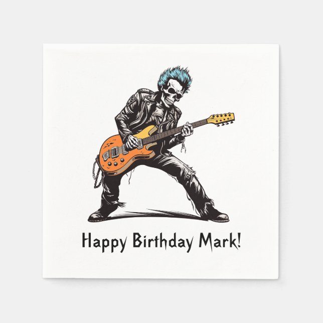 Rock and Roll Skeletons Birthday Party Napkins (Front)
