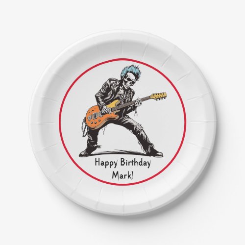 Rock and Roll Skeletons Birthday Party Paper Plates
