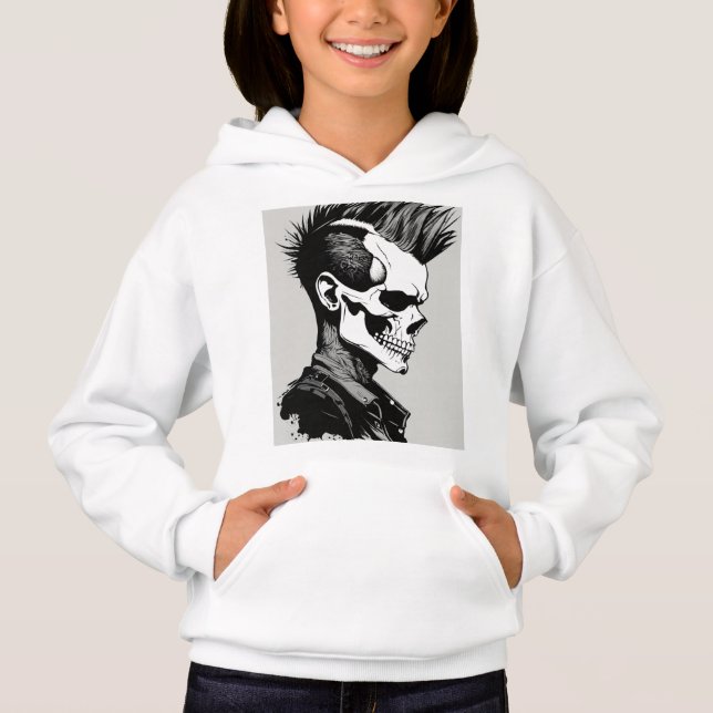 Rock and Roll Skull and Crossbones Band Logo T-Shi Hoodie (Front)