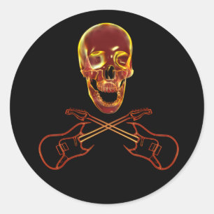 Rock and Roll Skull Classic Round Sticker
