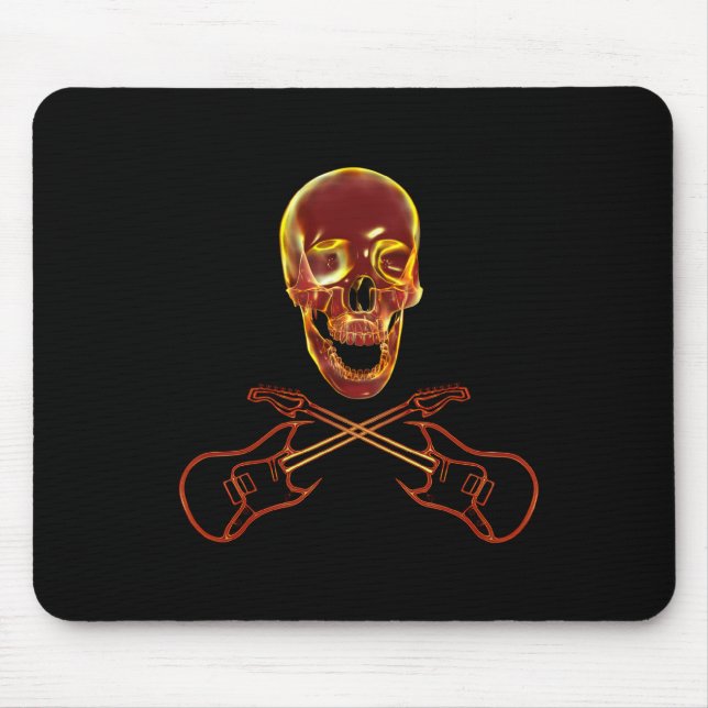 Rock and Roll Skull Mouse Pad (Front)
