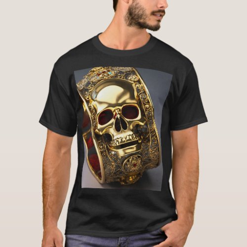 Rock and Roll Skull Tattoo Design modern T_shirt