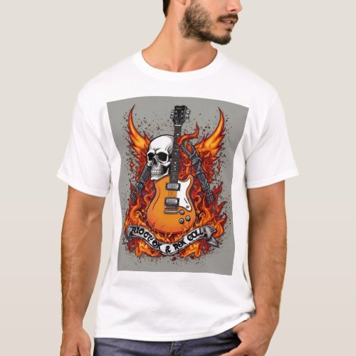 Rock and Roll Skull Tattoo T_Shirt  Edgy Skull  