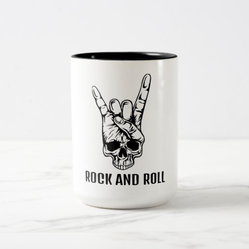 Rock and Roll Skull Two_Tone Coffee Mug
