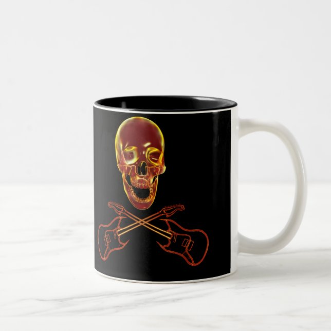 Rock and Roll Skull Two-Tone Coffee Mug (Right)