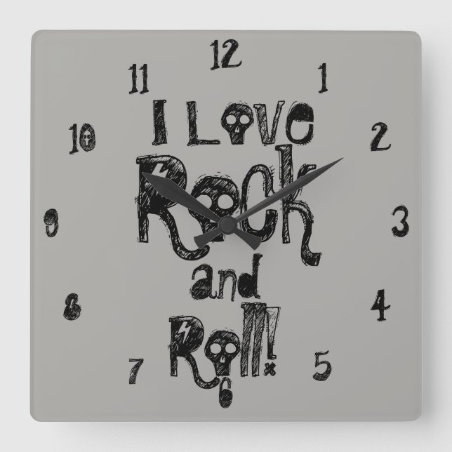 Rock and Roll Skulls Wall Clock (Front)