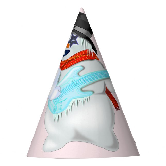 Rock and Roll Snowman Paper Party Hat (Front)