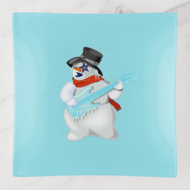Rock and Roll Snowman Trinket Tray (Front)