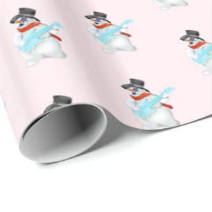 Rock and Roll Snowman Wrapping Paper