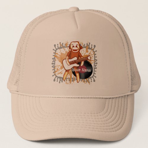 Rock and Roll Sock Monkey custom name hat 