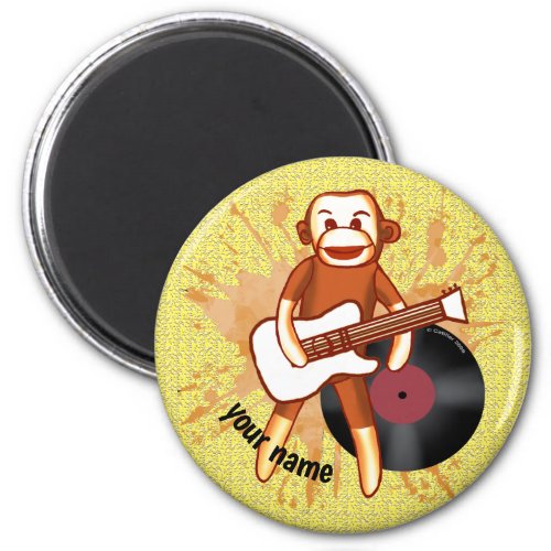 Rock and Roll Sock Monkey custom name  Magnet