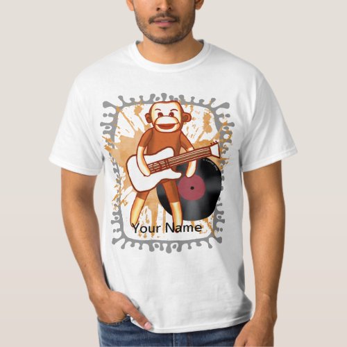 Rock and Roll Sock Monkey custom name t_shirt