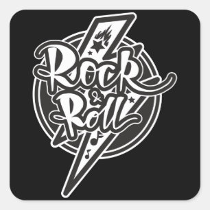 ROCK AND ROLL SQUARE STICKER