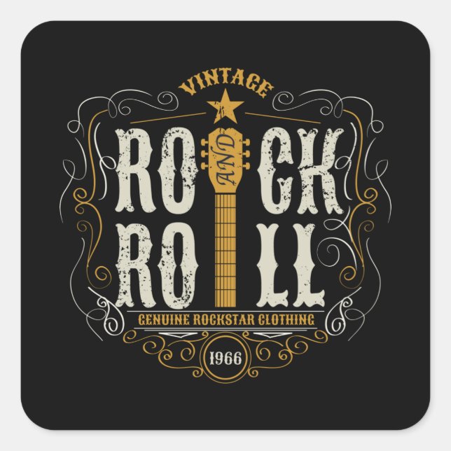 ROCK AND ROLL SQUARE STICKER (Front)