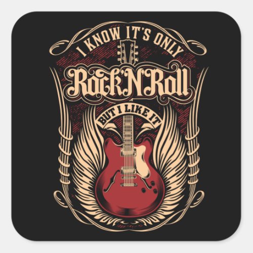 ROCK AND ROLL SQUARE STICKER