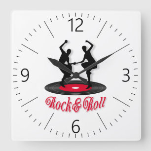 Rock and roll square wall clock