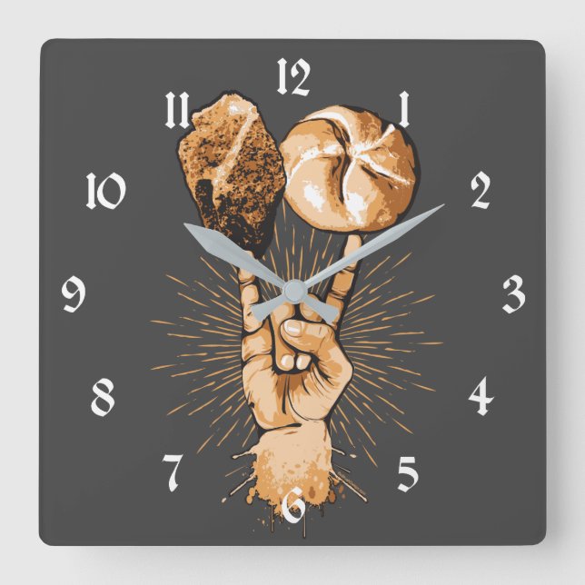 Rock and Roll Square Wall Clock (Front)