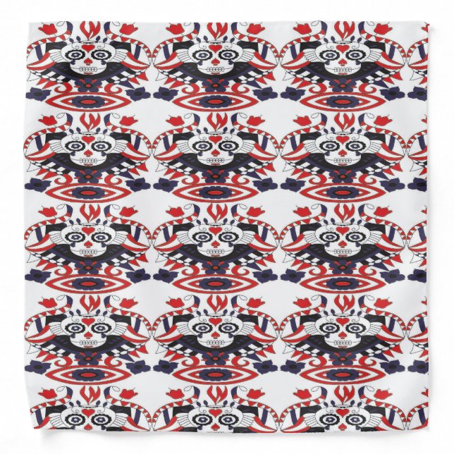 Rock and Roll Sugar Skull Bandana (Front)