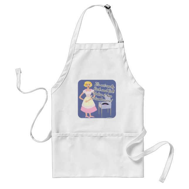 Rock and Roll Tambourine Fifties Housewife Adult Apron (Front)