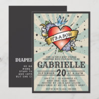 Rock and Roll Tattoo Baby Shower Invitation