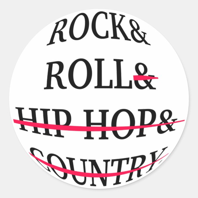 Rock and Roll Text Classic Round Sticker (Front)